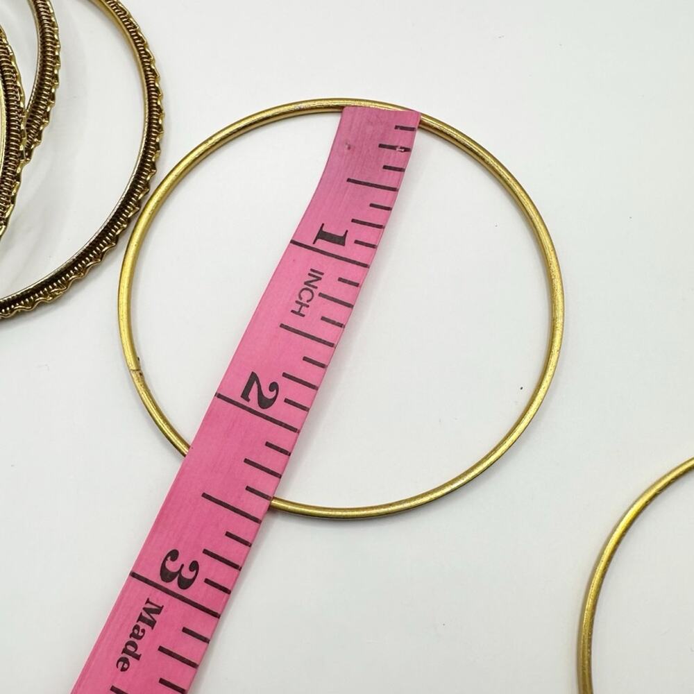 Brass Gold Stackable Bangle Bracelets Set Of 5 Et… - image 7